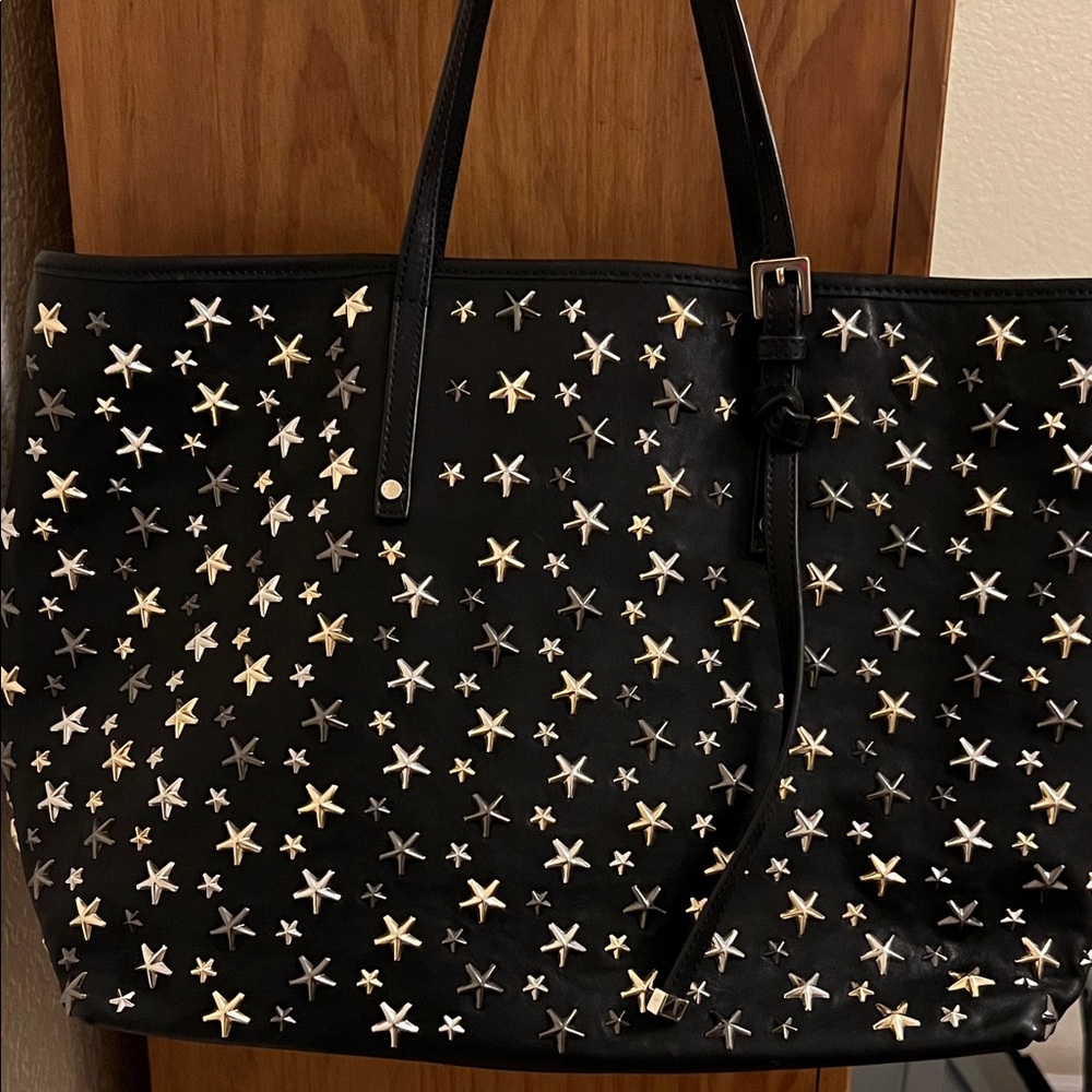 Jimmy Choo Black Star-Studded Tote Bag